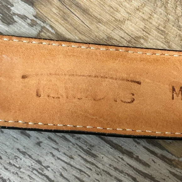 Talbots Vintage Suede Black Watch Plaid Leather Belt Size Medium - Picture 2 of 7